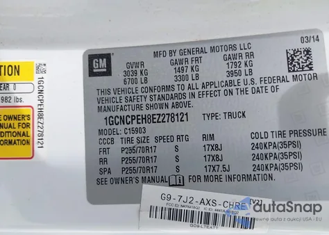 2014 Chevrolet Silverado 1500 Work Truck 1Wt from USA, damaged, VIN 1GCNCPEH8EZ278121